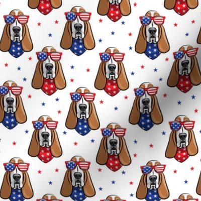 patriotic basset hound -  white - stars and stripe - LAD19
