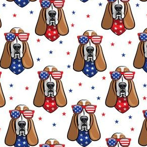 patriotic basset hound -  white - stars and stripe - LAD19