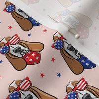 patriotic basset hound -  pink - stars and stripe - LAD19