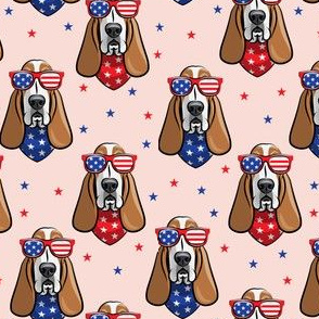 patriotic basset hound -  pink - stars and stripe - LAD19