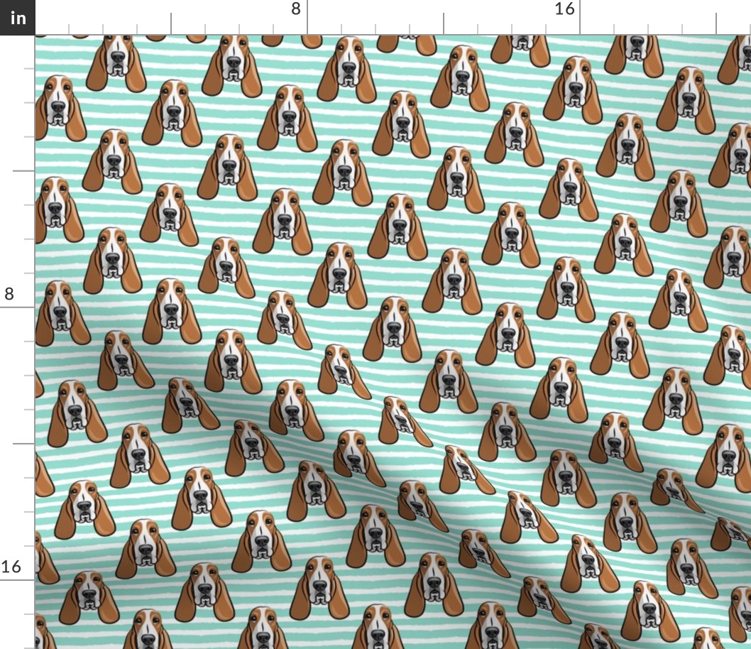 basset hound - aqua stripes - LAD19