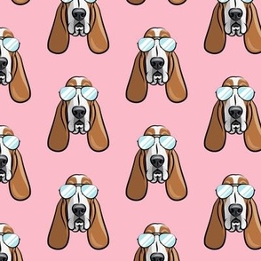 basset hound - sunnies - pink - dogs wearing sunglasses - LAD19