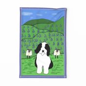 Bearded Collie Dog with Blue Bells Tea Towel