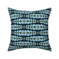 Cortlan - Retro Leaf Geometric Dark Blue and Ice Blue Regular Scale Railroad Rotated