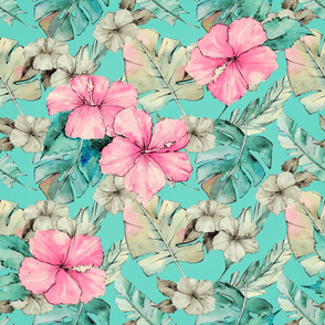 Hibiscus And Leaf Pattern