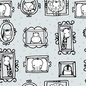 Animal portrait pattern Nursery Wallpaper