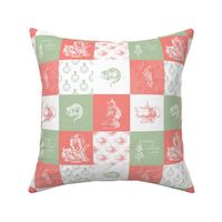 Alice in Wonderland Patchwork in Coral Sage Green