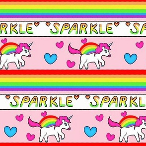 Sparkle / Horned Rainbow Pony / Unicorn on Pink   