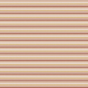 1/4" Horizontal stripes in red pink mustard toffee earth colours