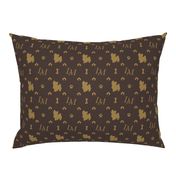 Louis Maltese Dog Brown and Beige Pattern with LM Initials and Bone Motifs