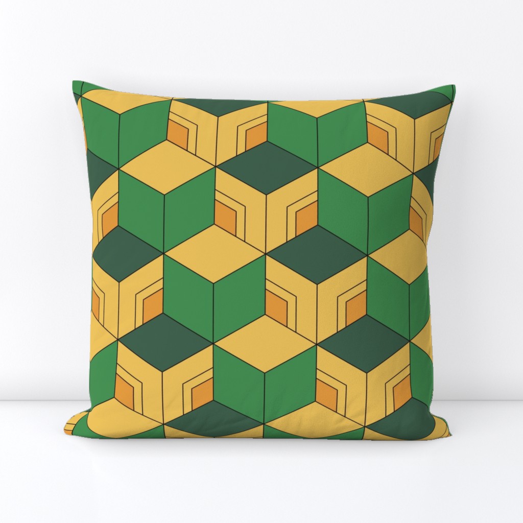 Demon-Slaying Giyu Sabito Green, Yellow, Orange Geometric Hexagon Boxes