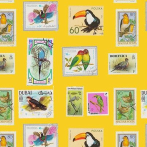 Bird Stamp Pattern Yellow