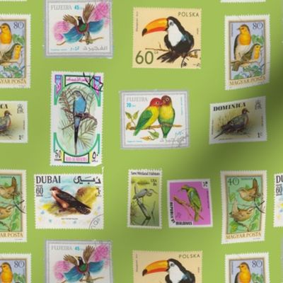 Bird Stamp Pattern Green