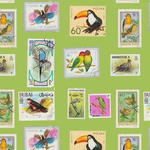 Bird Stamp Pattern Green