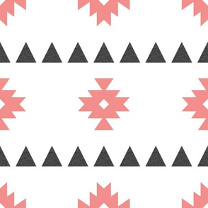coral aztec with triangles