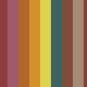 Retro Earthtone Rainbow Stripes