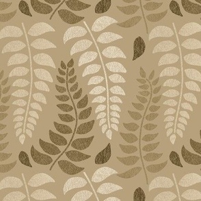 Leaf fronds in tan, beige and browns