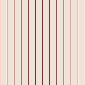 farmhouse pin stripes, brick red on cream