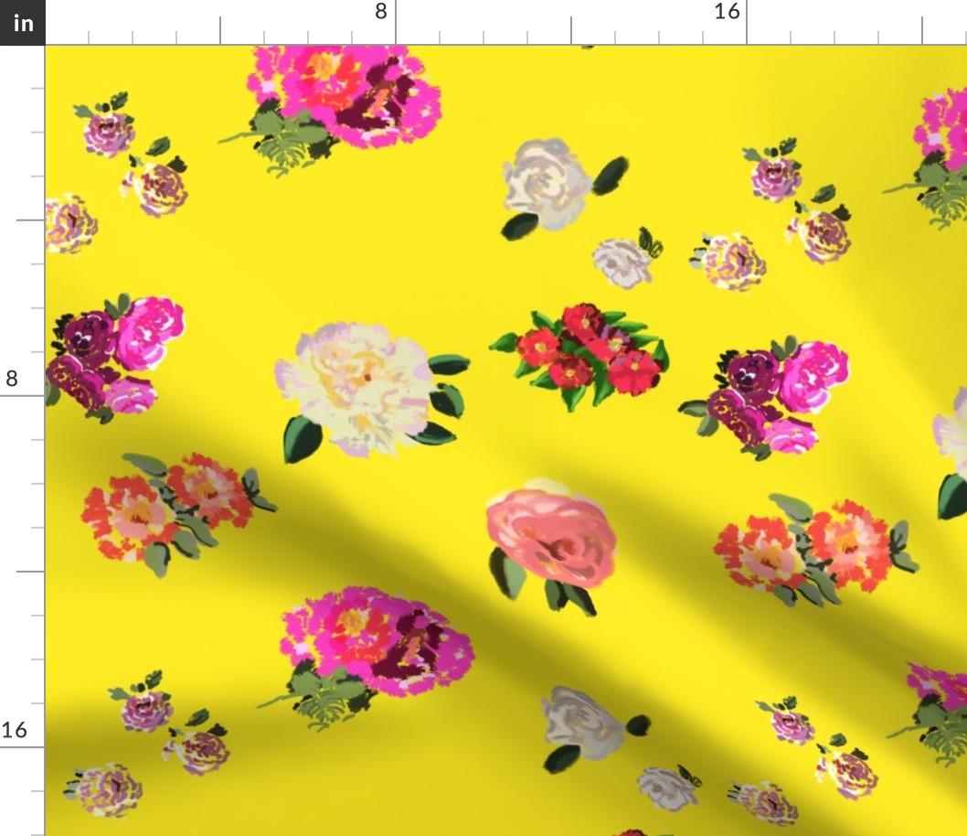 Painted Rose Garden on Yellow by DulciArt, LLC