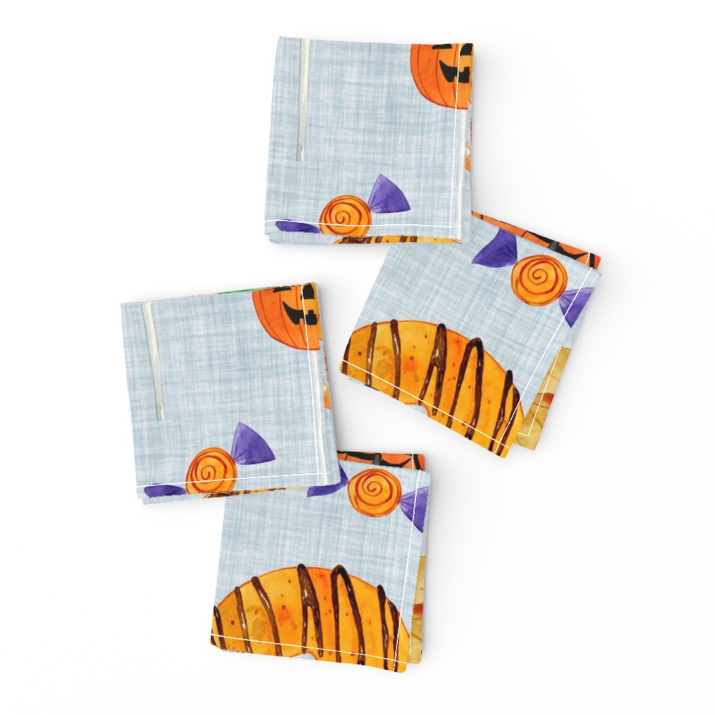 Halloween Sweet Treats Jungle Blue Linen