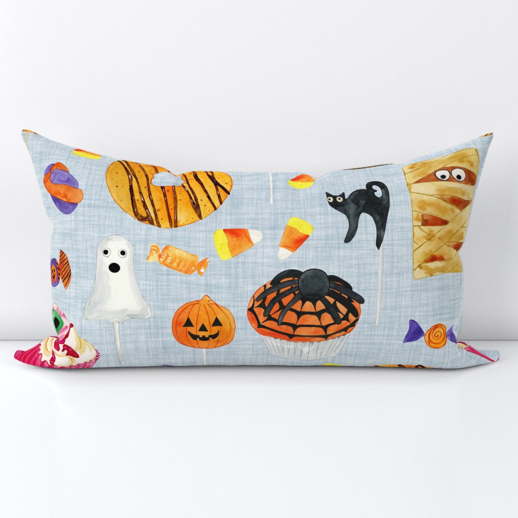 Halloween Sweet Treats Jungle Blue Linen