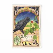 Art Nouveau Crow Tea Towel