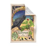 Art Nouveau Crow Tea Towel