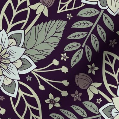 Pretty Purple & Sage Green Floral Pattern