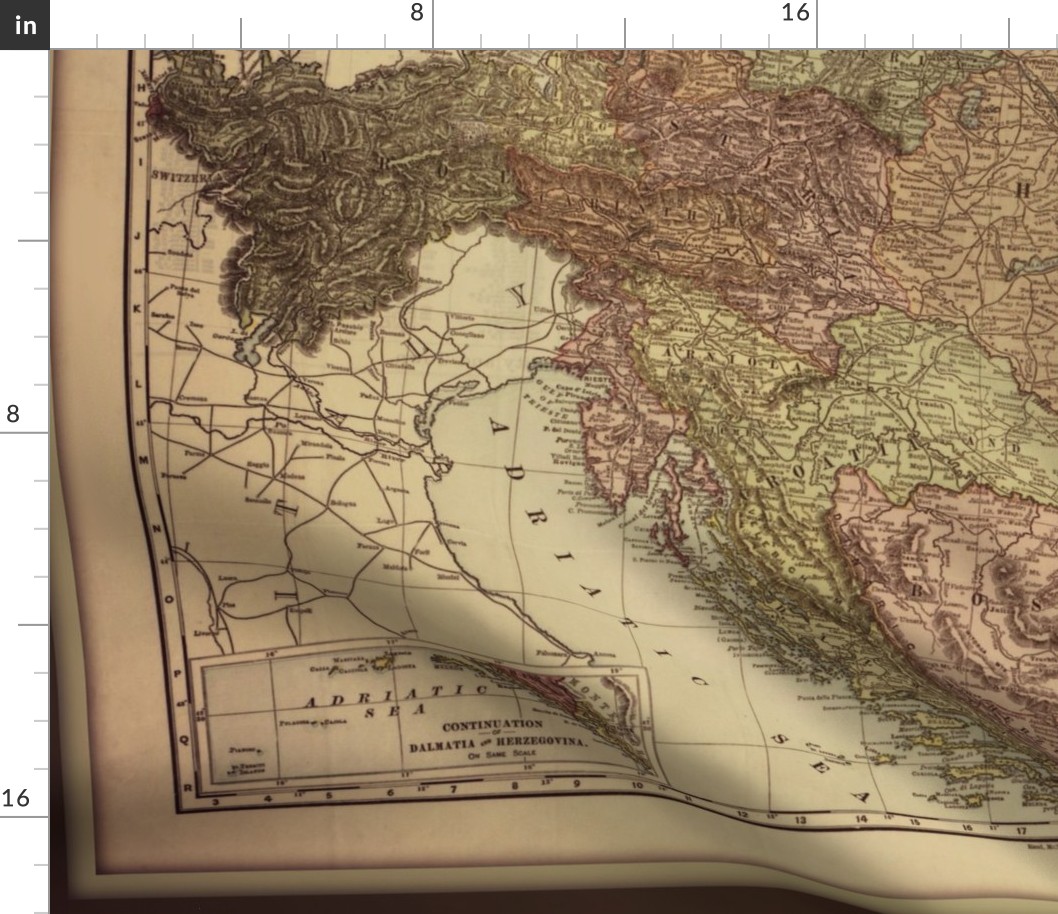 Antique map of Austria and Hungary, large