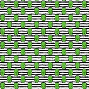 (micro scale) frankenstein on stripes - halloween fabric C19BS