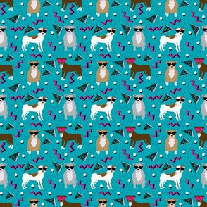SMALL  - pitbull 90s rad retro dog breen pitbulls fabric blue