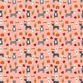 SMALL - pumpkin spice latte pitbull fabric - cute pitbull fabric, pitbull fabric, dog fabric, dog design, cute dog -  peach