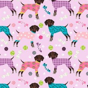 german shorthaired pointer dog pajamas fabric // dog pajamas fabric, dog pyjamas fabric, cute pointer dog, gsp fabric, gsp dog, -  pastel pinks