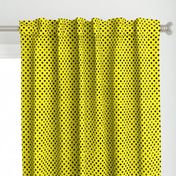 black distresed polka dots on yellow