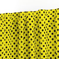 black distresed polka dots on yellow