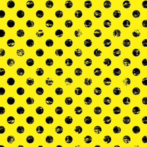 black distresed polka dots on yellow