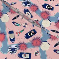 Flight over pink waters by kreativkollektiv