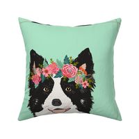18" Border Collie Dog Pillow with cut lines - dog pillow panel, dog pillow, pillow cut and sew - floral
