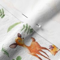 6" Woodland Animals Deer FABRIC - Fern Fabric- animals in forest fabric - deer fabric