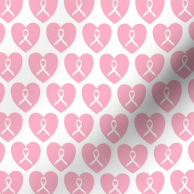 cancer ribbons in hearts pink