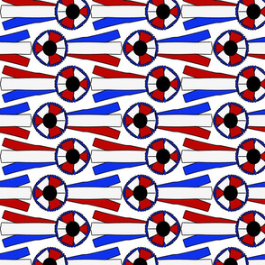 Horizontal Simple Rosettes in red white and blue