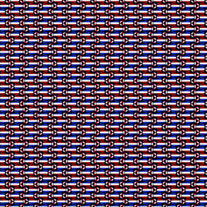Horizontal tiny Simple Rosettes in red white and blue on black