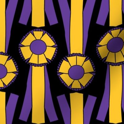 Simple Rosettes in purple and gold on black