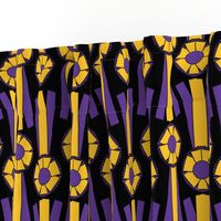 Simple Rosettes in purple and gold on black