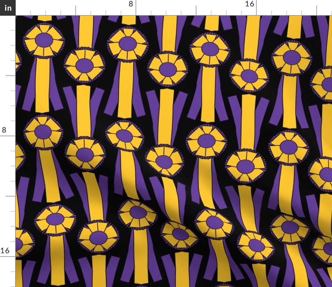 Simple Rosettes in purple and gold on black