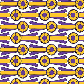 Horizontal Simple Rosettes in purple and gold