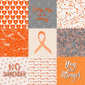 cancer cheater quilt 6 in squares orange