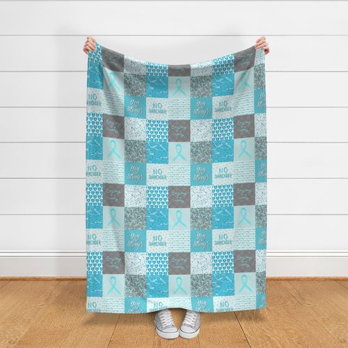 cancer cheater quilt 6 in squares teal