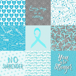 cancer cheater quilt 6 in squares teal