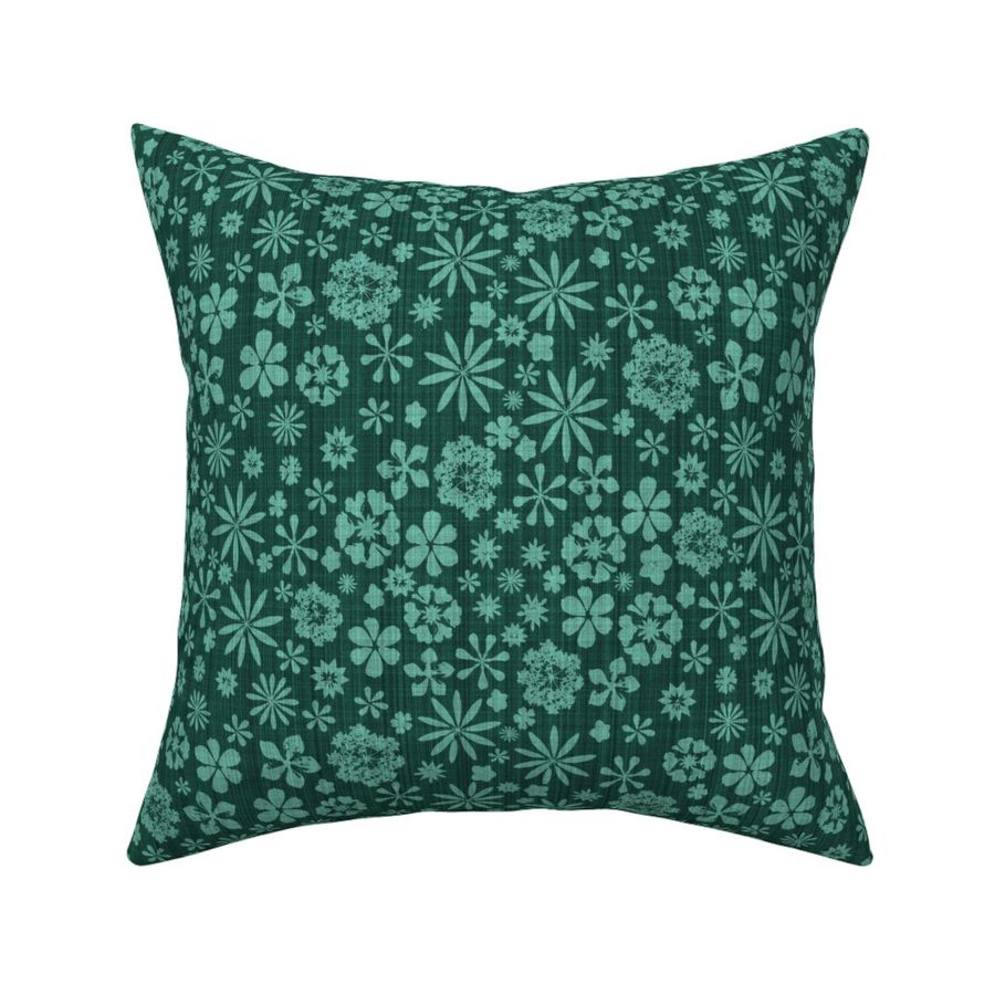 mint on forest green linen